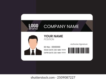 Modelo de cartão de ID moderno de PVC perfeito para fins corporativos, educacionais, de negócios, de empresa, de escritório, de equipe ou de evento. Este design apresenta um layout profissional com campos personalizáveis.