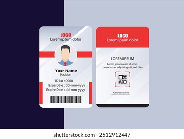 PVC Plantilla de tarjeta de identificación moderna perfecta para fines corporativos, educativos, empresariales, empresariales, de oficina, personal o eventos. Este diseño presenta un diseño profesional con campos personalizables.