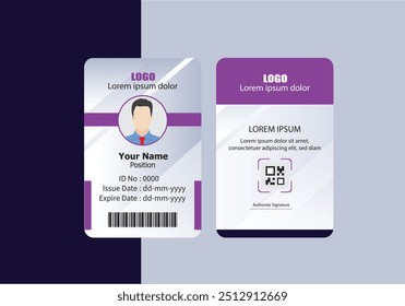 PVC Moderne ID-Karte Vorlage perfekt für Unternehmens-, Bildungs-, Geschäfts-, Unternehmens-, Büro-, Personal-oder Event-Zwecke. Dieses Design verfügt über ein professionelles Layout mit anpassbaren Feldern.