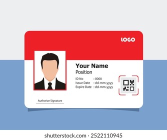 Modelo de cartão de ID moderno de PVC perfeito para fins corporativos, educacionais, de negócios, de empresa, de escritório, de equipe ou de evento. Este design apresenta um layout profissional com campos personalizáveis.