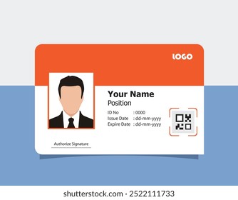 Modelo de cartão de ID moderno de PVC perfeito para fins corporativos, educacionais, de negócios, de empresa, de escritório, de equipe ou de evento. Este design apresenta um layout profissional com campos personalizáveis.