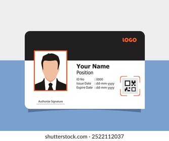 Modelo de cartão de ID moderno de PVC perfeito para fins corporativos, educacionais, de negócios, de empresa, de escritório, de equipe ou de evento. Este design apresenta um layout profissional com campos personalizáveis.