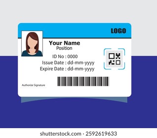 PVC Modern ID card template perfect for corporate, educational, business, company, office, staff or event purposes. This design features a professional layout with customizable fields.
