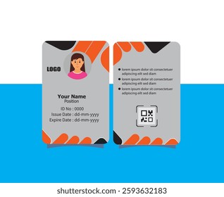 PVC Modern ID card template perfect for corporate, educational, business, company, office, staff or event purposes. This design features a professional layout with customizable fields.
