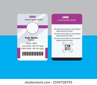 PVC Modern ID card template perfect for corporate, educational, business, company, office, staff or event purposes. This design features a professional layout with customizable fields.
