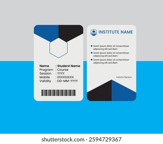 PVC Modern ID card template perfect for corporate, educational, business, company, office, staff or event purposes. This design features a professional layout with customizable fields.

