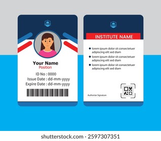 PVC Modern ID card template perfect for corporate, educational, business, company, office, staff or event purposes. This design features a professional layout with customizable fields.

