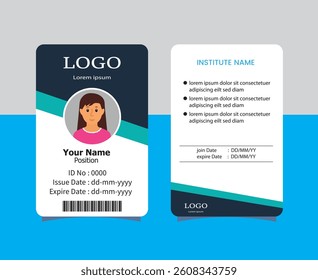 PVC Modern ID card template perfect for corporate, educational, business, company, office, staff or event purposes. This design features a professional layout with customizable fields.
