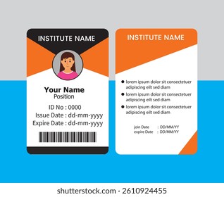 PVC Modern ID card template perfect for corporate, educational, business, company, office, staff or event purposes. This design features a professional layout with customizable fields.
