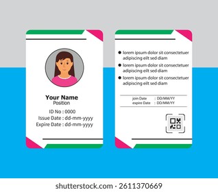 PVC Modern ID card template perfect for corporate, educational, business, company, office, staff or event purposes. This design features a professional layout with customizable fields