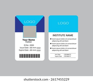  PVC Modern ID card template perfect for corporate, educational, business, company, office, staff or event purposes. This design features a professional layout with customizable fields.
