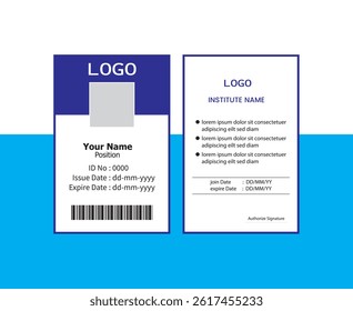  PVC Modern ID card template perfect for corporate, educational, business, company, office, staff or event purposes. This design features a professional layout with customizable fields.
