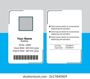 PVC Modern ID card template perfect for corporate, educational, business, company, office, staff or event purposes. This design features a professional layout with customizable fields.