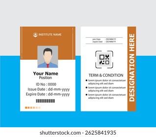  Modelo de cartão de ID moderno de PVC perfeito para fins corporativos, educacionais, de negócios, de empresa, de escritório, de equipe ou de evento. Este design apresenta um layout profissional com campos personalizáveis.



