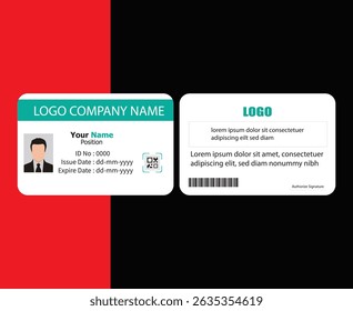 Modelo de cartão de ID moderno de PVC perfeito para fins corporativos, educacionais, de negócios, de empresa, de escritório, de equipe ou de evento. Este design apresenta um layout profissional com campos personalizáveis.

