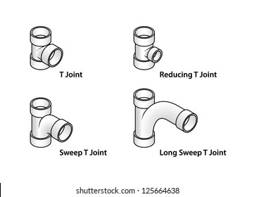 PVC Pipe Fittings: A Selection Of T Joints.