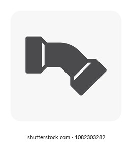 PVC or plastic pipe fitting vector icon. 45 degree elbow slip socket. Accessories for plumber to construction and repair pipeline, plumbing, drainage, sewage, sanitary and water supply system.
