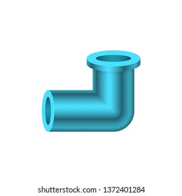 PVC or plastic pipe fitting vector icon. 90 degree elbow adapter type consist of slip socket opening one end and female NPT thread. Part for pipeline system, plumbing, drainage, vent and water supply.