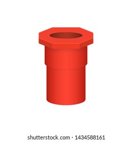 PVC plastic pipe fitting vector icon. Adapter with slip socket opening one end and female NPT thread. Part for installation in pipeline system for plumbing, drainage, waste, vent and water supply.