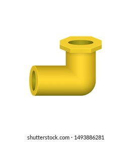 PVC plastic pipe fitting vector icon. 90 degree elbow adapter with slip socket opening 1 end and female NPT thread. Part for pipeline system, plumbing, sewage, drainage, waste, vent and water supply.