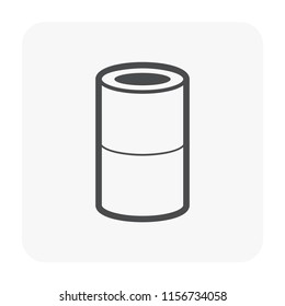 PVC plastic pipe fittings or pipe coupling vector icon. Straight type. Part for connection or installation pipe, tube in pipeline system for plumbing, irrigation, drainage, sewage and water supply.