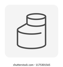 PVC plastic pipe fittings or coupling vector icon. Reducer or increaser type. Part for connection or installation pipe in pipeline system for plumbing, irrigation, drainage, sewage and water supply.