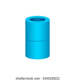 PVC plastic pipe fittings or pipe coupling vector icon. Straight type. Part for connection or installation pipe, tube in pipeline system for plumbing, irrigation, drainage, sewage and water supply.