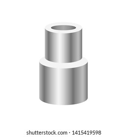 PVC plastic pipe fittings or coupling vector icon. Reducer or increaser type. Part for connection or installation pipe in pipeline system for plumbing, irrigation, drainage, sewage and water supply.