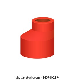 PVC plastic pipe fittings or coupling vector icon. Reducer or increaser type. Part for connection or installation pipe in pipeline system for plumbing, irrigation, drainage, sewage and water supply.