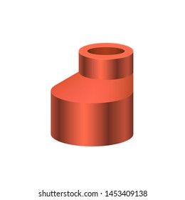 PVC plastic pipe fittings or coupling vector icon. Reducer or increaser type. Part for connection or installation pipe in pipeline system for plumbing, irrigation, drainage, sewage and water supply.