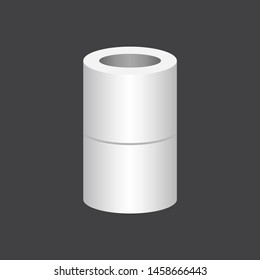 PVC plastic pipe fittings or pipe coupling vector icon. Straight type. Part for connection or installation pipe, tube in pipeline system for plumbing, irrigation, drainage, sewage and water supply.
