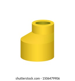 PVC plastic pipe fittings or coupling vector icon. Reducer or increaser type. Part for connection or installation pipe in pipeline system for plumbing, irrigation, drainage, sewage and water supply.