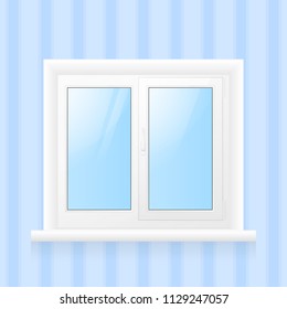 PVC plastic window. Home window design element. Realistic vector illustration