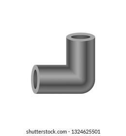 PVC (Polyvinyl Chloride) or plastic pipe fitting vector icon. Elbow type with 90 degree angle. For connection and installation pipe in pipeline for plumbing, drainage system, sewage and water supply.