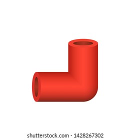 PVC (Polyvinyl Chloride) or plastic pipe fitting vector icon. Elbow type with 90 degree angle. For connection and installation pipe in pipeline for plumbing, drainage system, sewage and water supply.