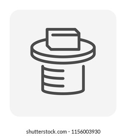 PVC screw plug with male thread (NPT) vector icon. Also called end cap, hole seal, stopper or hose end. Part for closing end of pipe or fitting in pipeline system, plumbing, drainage and water supply.