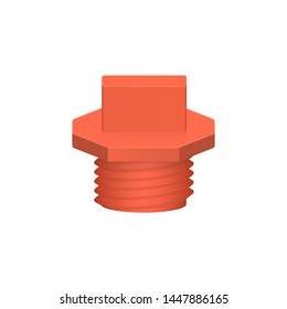 PVC screw plug with male thread (NPT) vector icon. Also called end cap, hole seal, stopper or hose end. Part for closing end of pipe or fitting in pipeline system, plumbing, drainage and water supply.