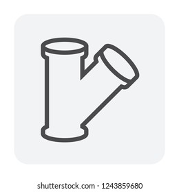 Pvc sewer pipe and fitting. Also called sanitary sewer or foul sewer. That is part of sewerage for sewer lines, connection underground pipe or pipeline for drainage sewage from houses. 64x64 px icon.