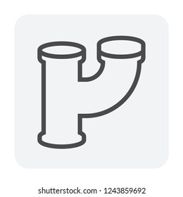 Pvc sewer pipe and fitting. Also called sanitary sewer or foul sewer. That is part of sewerage for sewer lines, connection underground pipe or pipeline for drainage sewage from houses. 64x64 px icon.