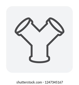 Pvc sewer pipe and fitting. Also called sanitary sewer or foul sewer. That is part of sewerage for sewer lines, connection underground pipe or pipeline for drainage sewage from houses. 64x64 px icon.