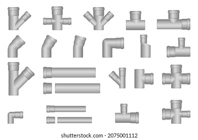 PVC sewer pipes for water supply systems, underground wiring. Vector illustration.