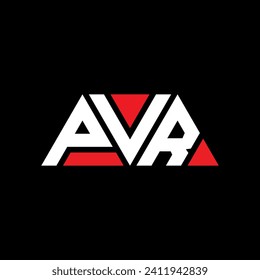PVR triangle letter logo design with triangle shape. PVR triangle logo design monogram. PVR triangle vector logo template with red color. PVR triangular logo Simple, Elegant, and Luxurious design.