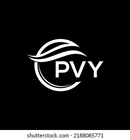 PVY-Logo-Design auf schwarzem Hintergrund. PVY Creative Circle Logo. PVY initialisiert das Logo-Konzept für Buchstaben. PVY-Briefdesign.