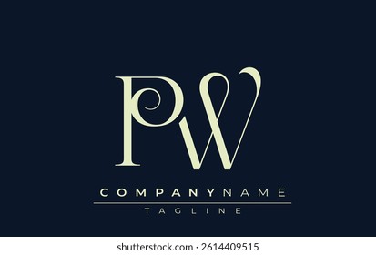PW abstract Logo. Elegantly Designed Minimalist Monogram Logo with Stylish Lettering. Sophisticated and sleek minimalist monogram showcasing unique lettering design.