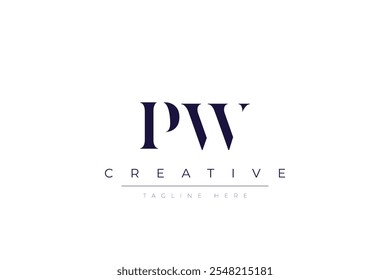 PW abstract minimalist letters Logo Monogram. It is a minimalist logo, this logo is made by combining two letters