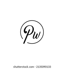 PW circle feminine concept initial logo best for beauty and fashion
