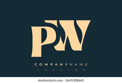 PW Creative Abstract Typography Logo Design. Elegant logo combining bold typography and creative shapes, ideal for branding and identity solutions.