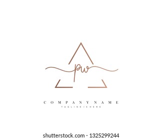 PW initial handwriting logo template vector