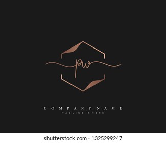 PW initial handwriting logo template vector