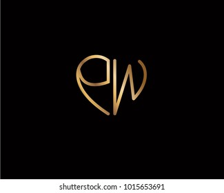 PW initial heart shape gold colored logo